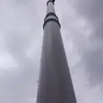 Large steel chimney with top platform